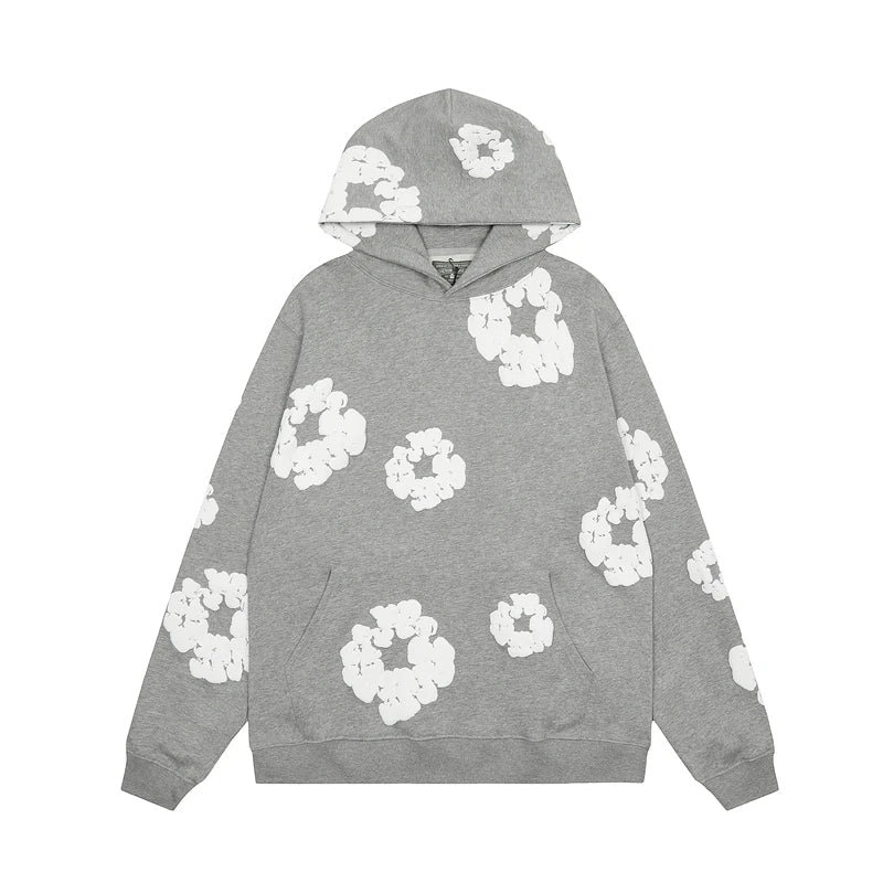 Heidi-Mode | Hoodie Sweatshirt Made of Denim with Floral Print and Hood
