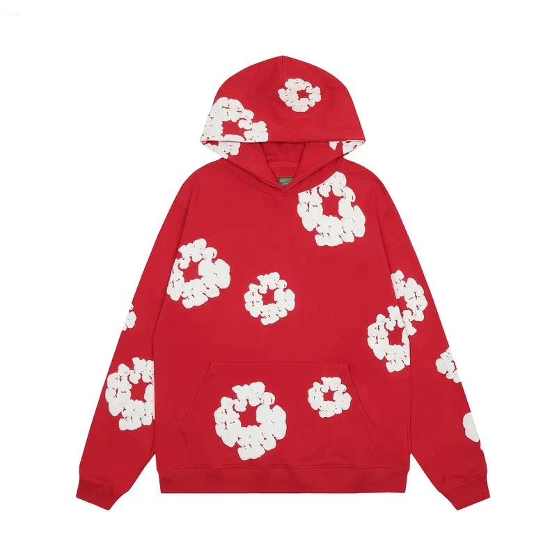 Heidi-Mode | Hoodie Sweatshirt Made of Denim with Floral Print and Hood