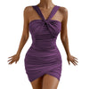 sexy halter irregular bodycon dress