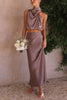 Ludmila – Stylish Satin Halter Maxi Dress for Women