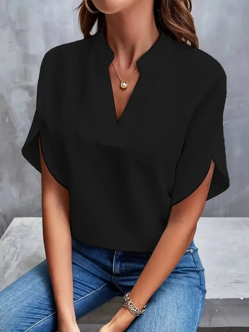 Isalie – Elegant V-Neck Blouse with flowing fabric