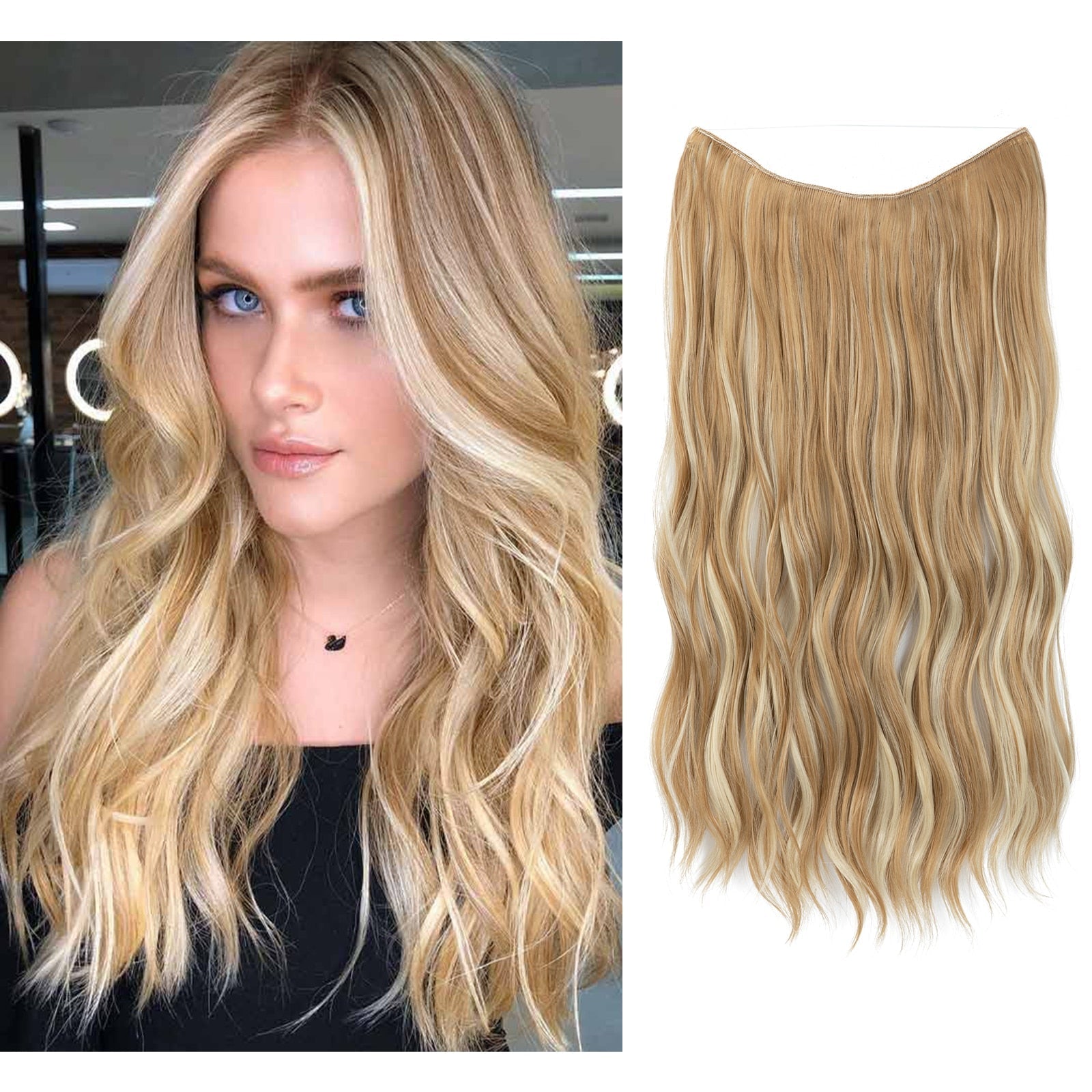 Invisible Halo Hair Extensions | Natural Look | Heat-Resistant Synthetic Fiber | Easy Application