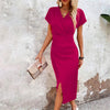 Maggiena | Casual short mini dress with V-neck for women