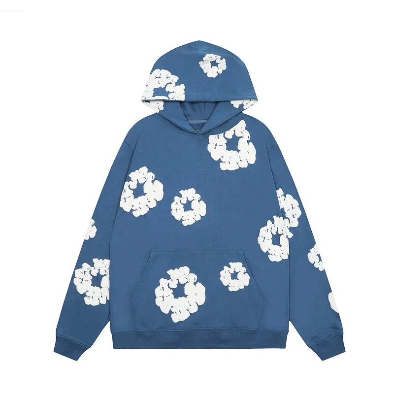 Heidi-Mode | Hoodie Sweatshirt Made of Denim with Floral Print and Hood
