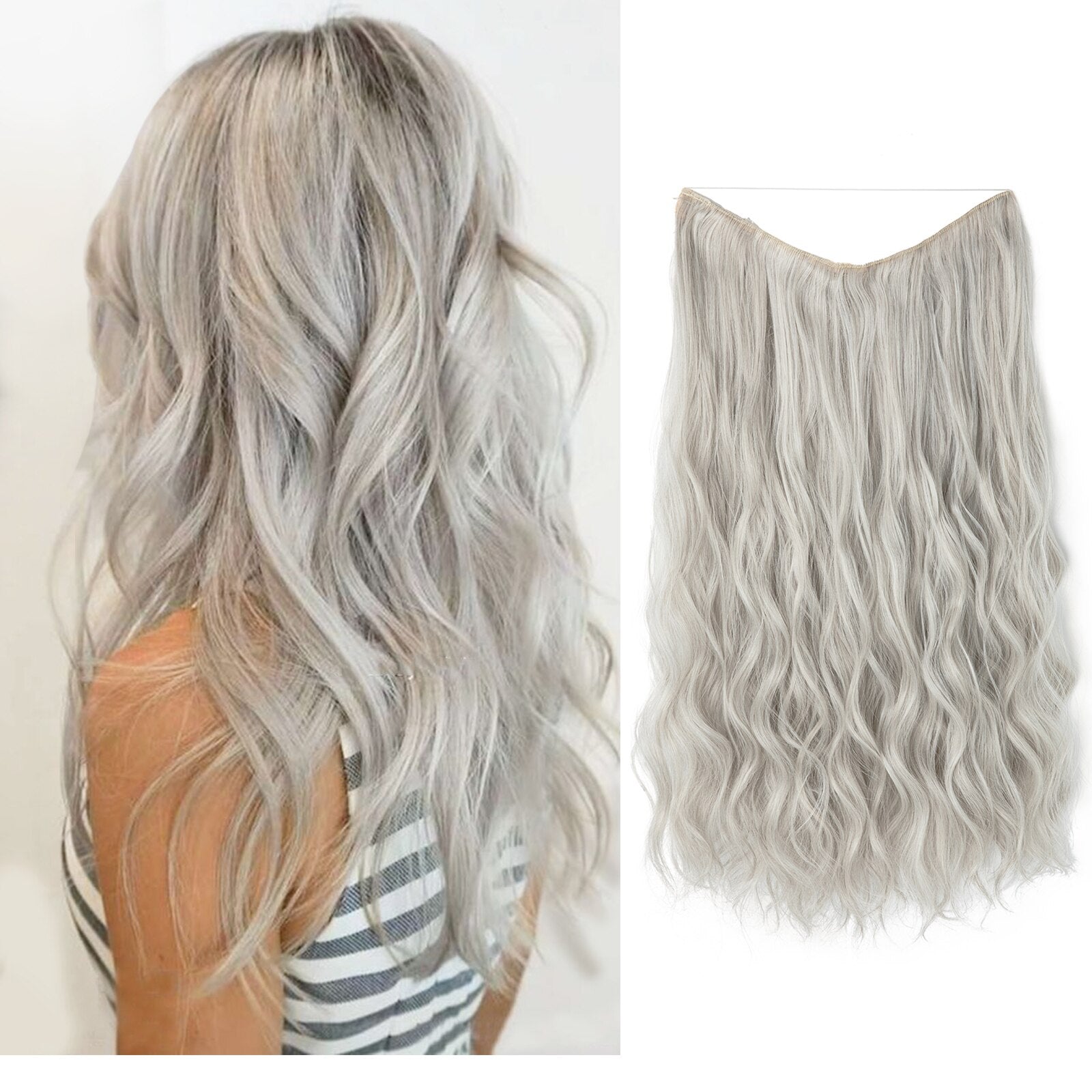 Invisible Halo Hair Extensions | Natural Look | Heat-Resistant Synthetic Fiber | Easy Application