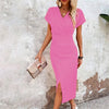 Maggiena | Casual short mini dress with V-neck for women
