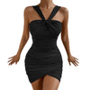 sexy halter irregular bodycon dress