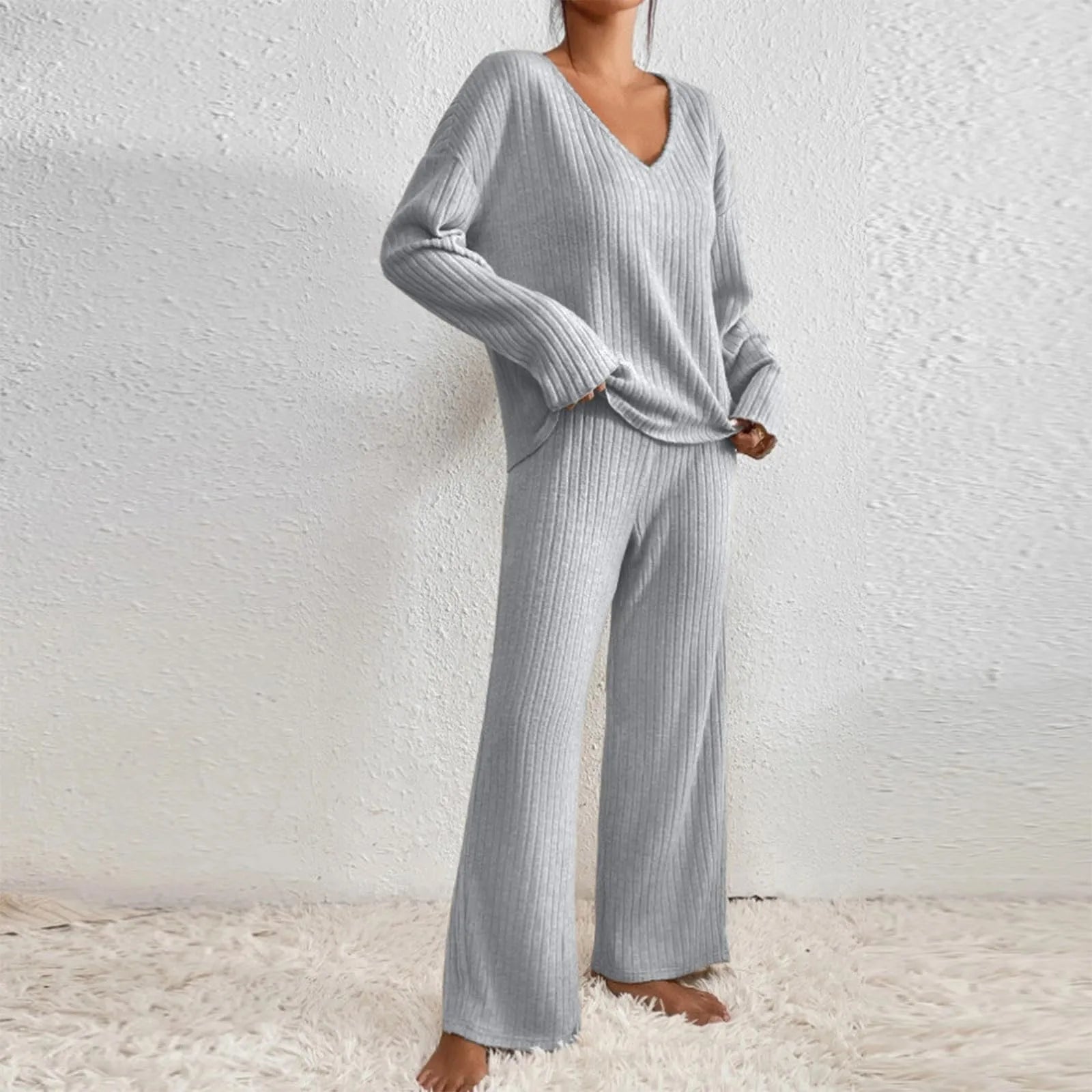 Daphne | Stylish Ribbed Design Two-Piece Set for Women