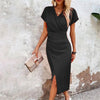 Maggiena | Casual short mini dress with V-neck for women