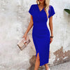 Maggiena | Casual short mini dress with V-neck for women