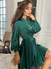 Marina - Satin Wrap Dress with Long Sleeves for Women