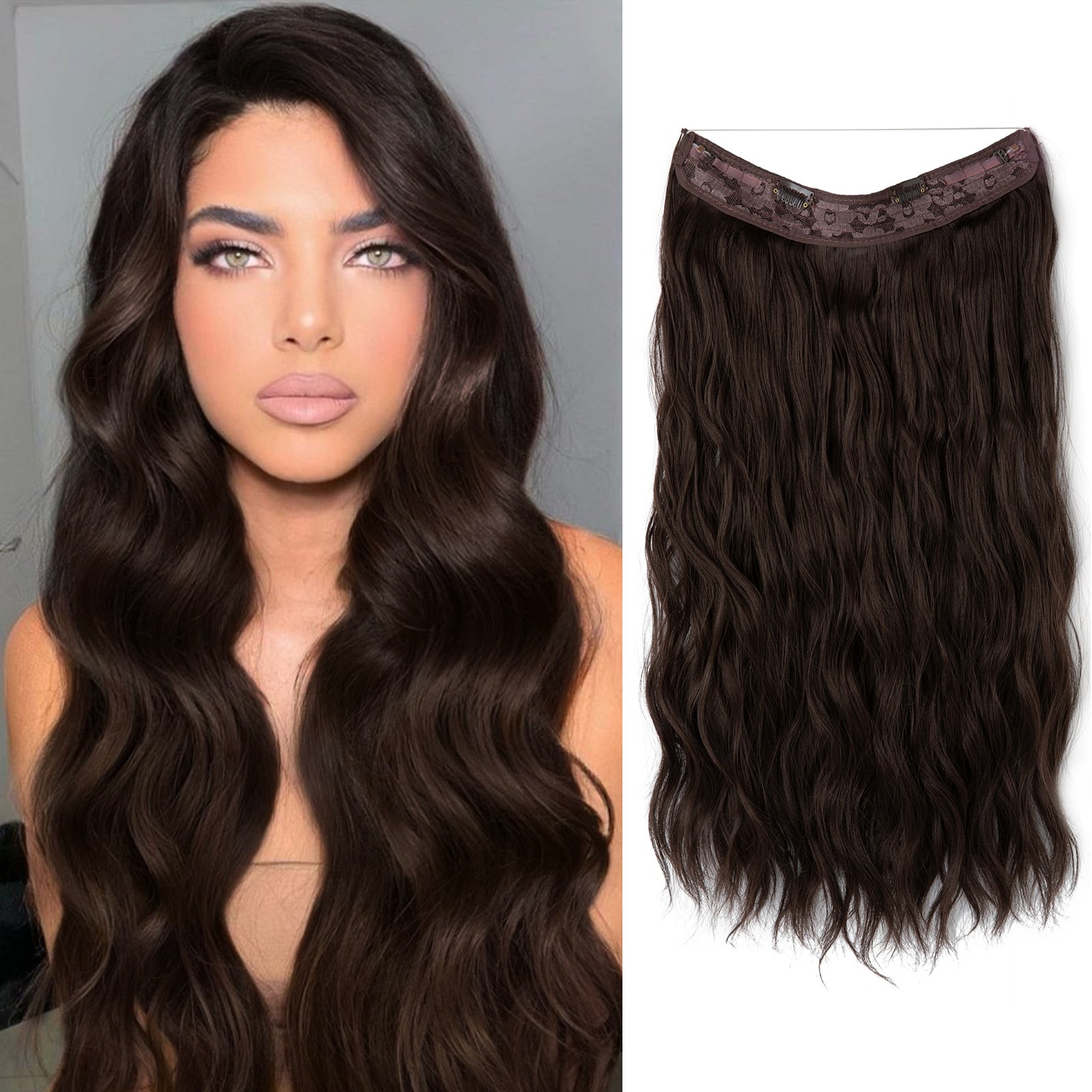 Invisible Halo Hair Extensions | Natural Look | Heat-Resistant Synthetic Fiber | Easy Application