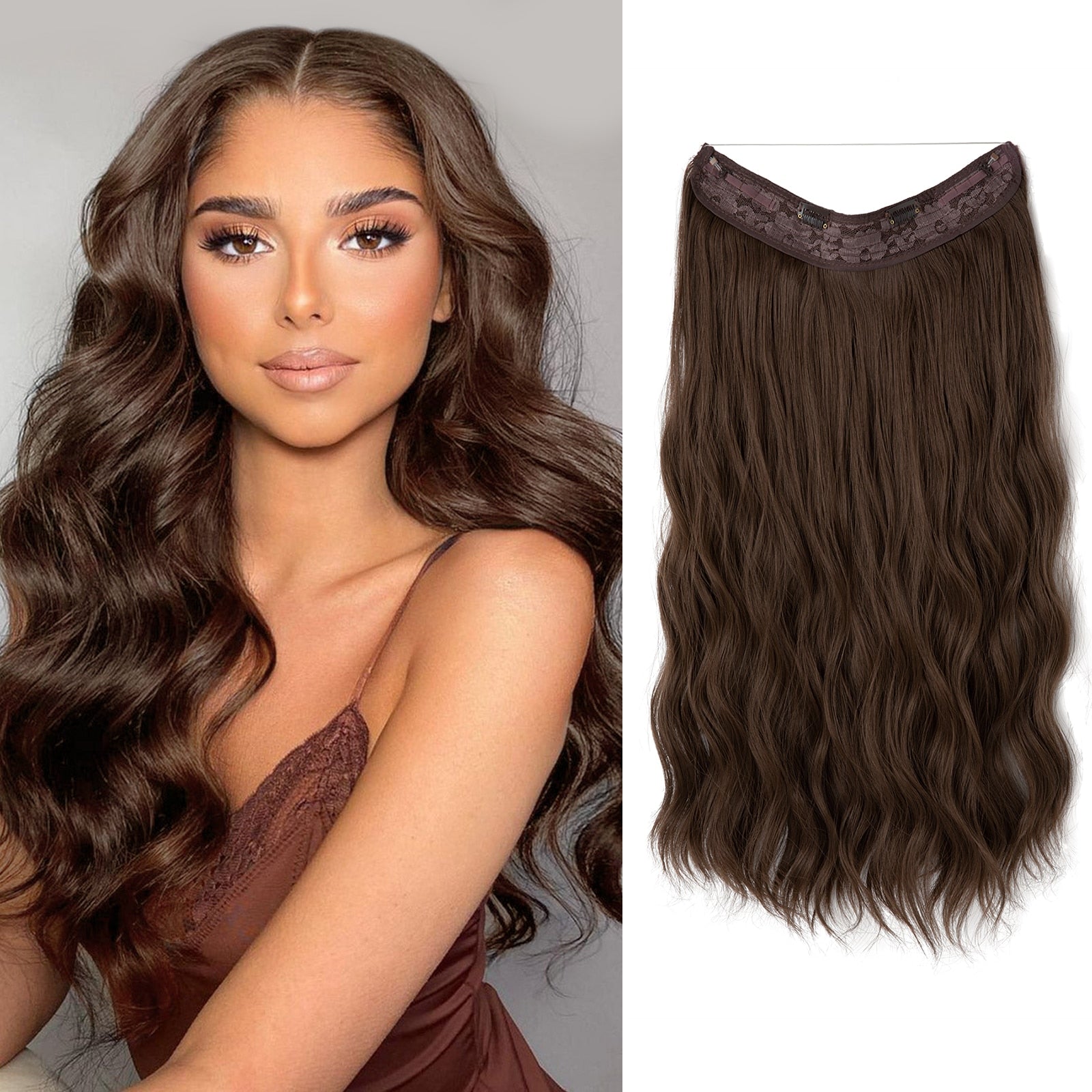 Invisible Halo Hair Extensions | Natural Look | Heat-Resistant Synthetic Fiber | Easy Application