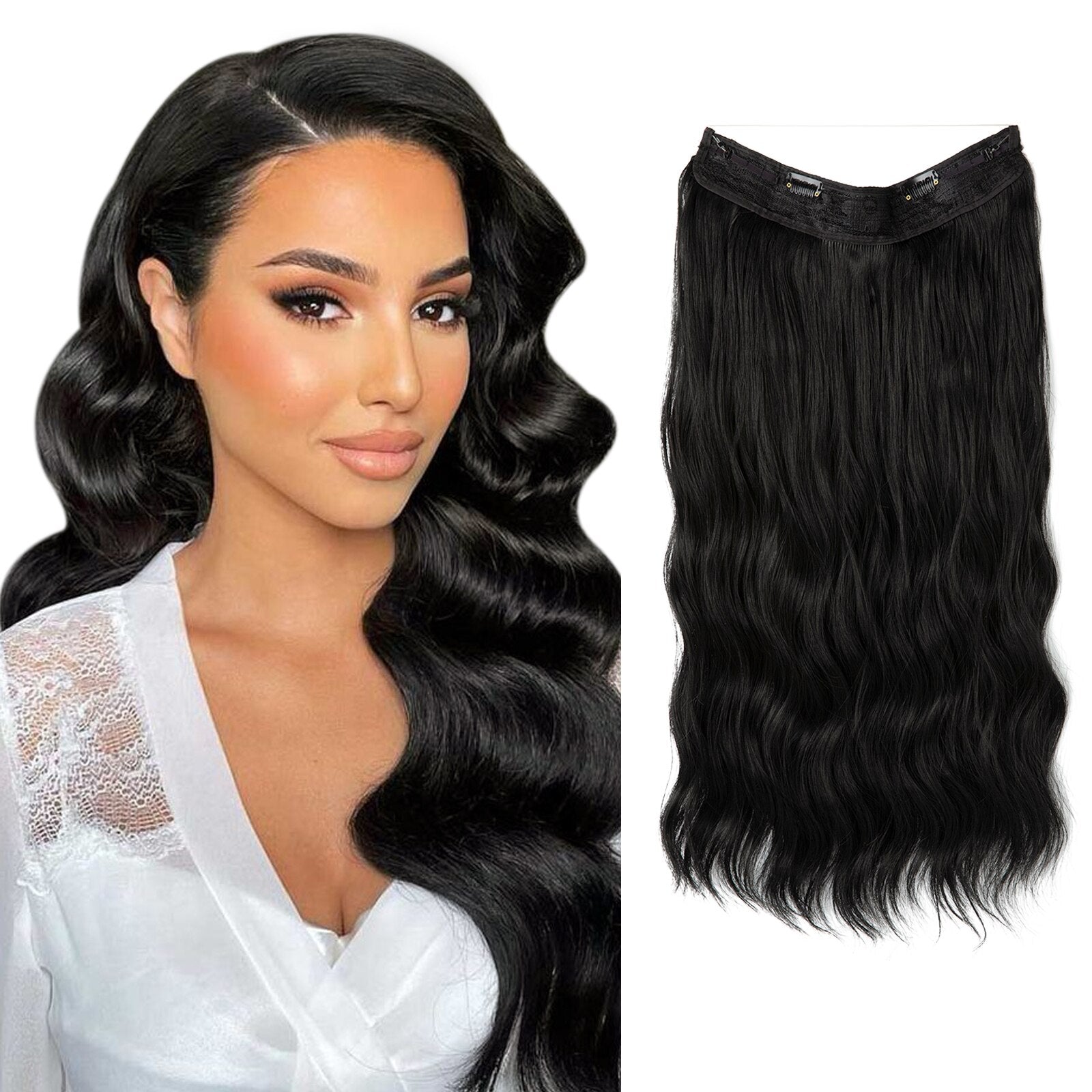 Invisible Halo Hair Extensions | Natural Look | Heat-Resistant Synthetic Fiber | Easy Application
