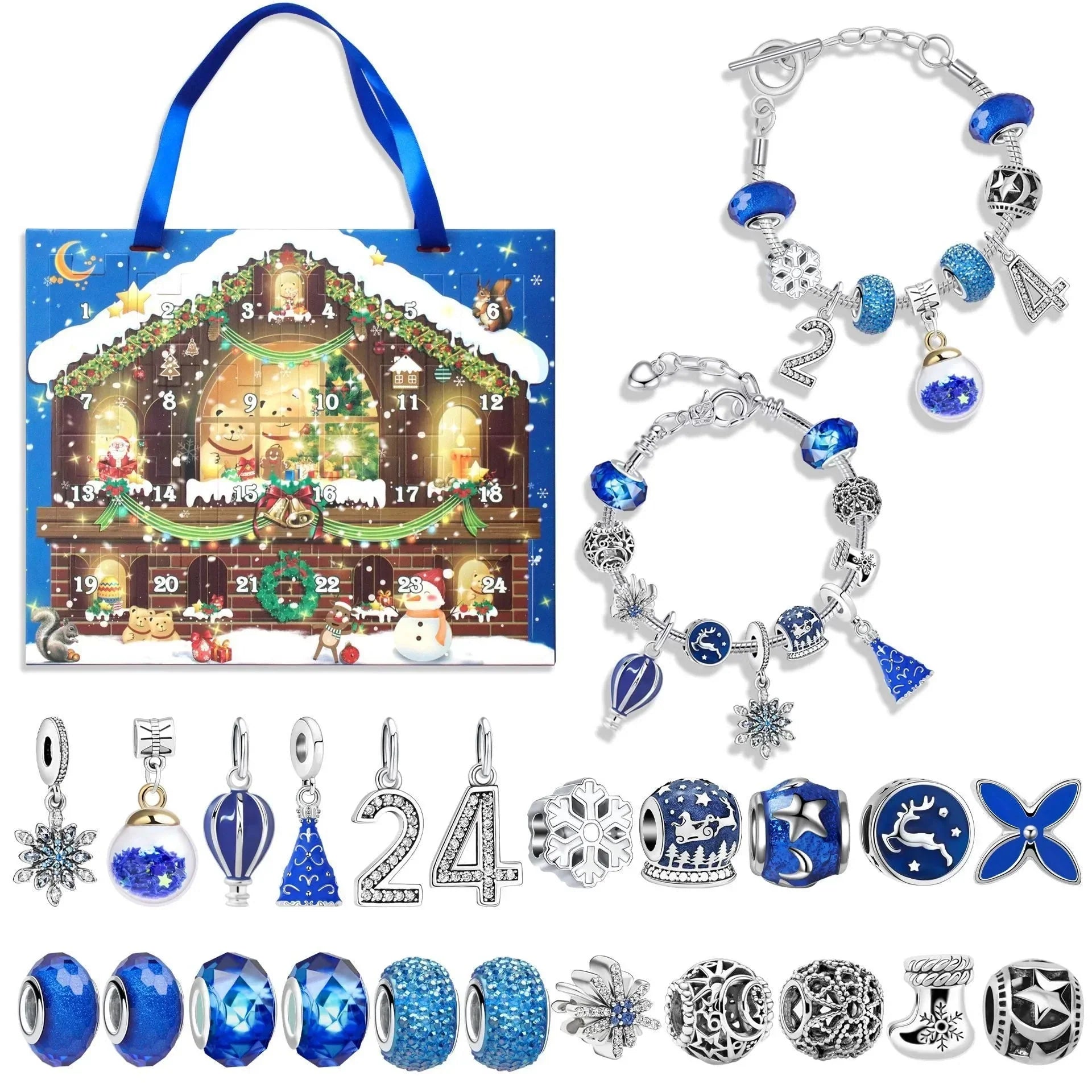 Christmas Charm Bracelet Advent Calendar | 24-Day Countdown Jewelry Set | DIY Beads & Festive Charms