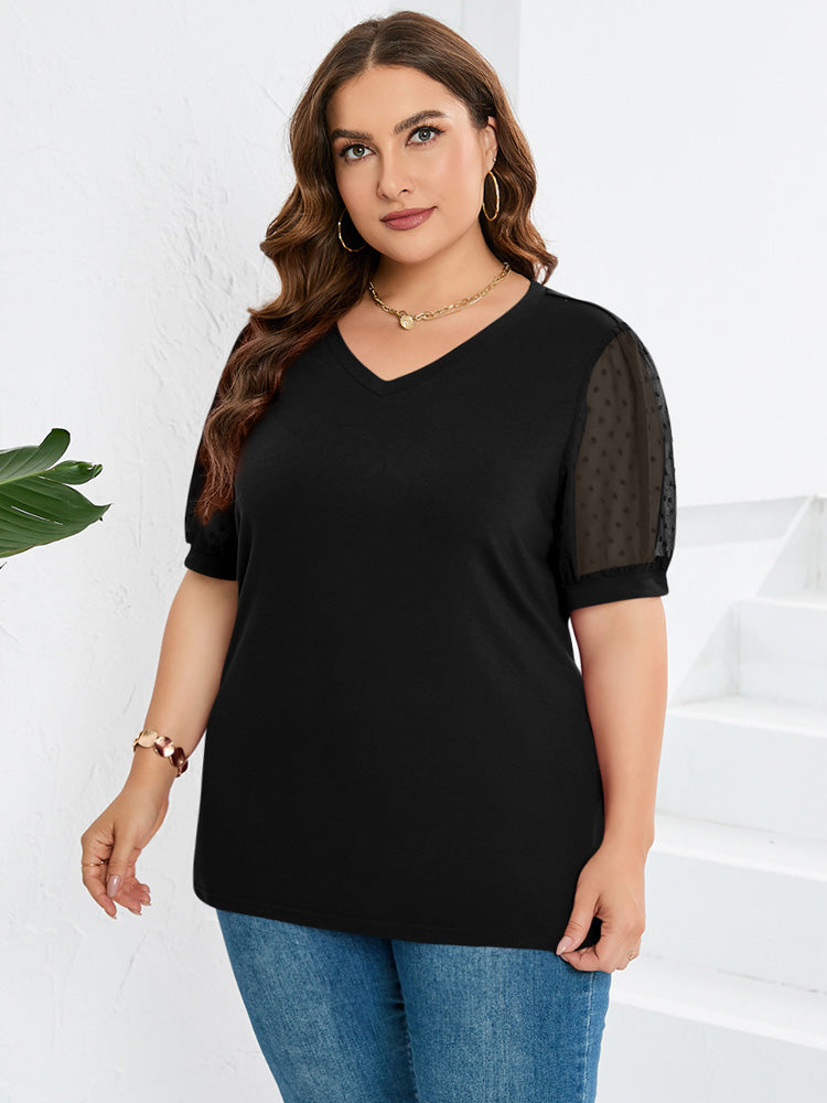 Janne - V-Neck T-Shirt with Sleeve and Tummy Coverage