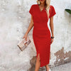 Maggiena | Casual short mini dress with V-neck for women