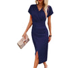 Maggiena | Casual short mini dress with V-neck for women