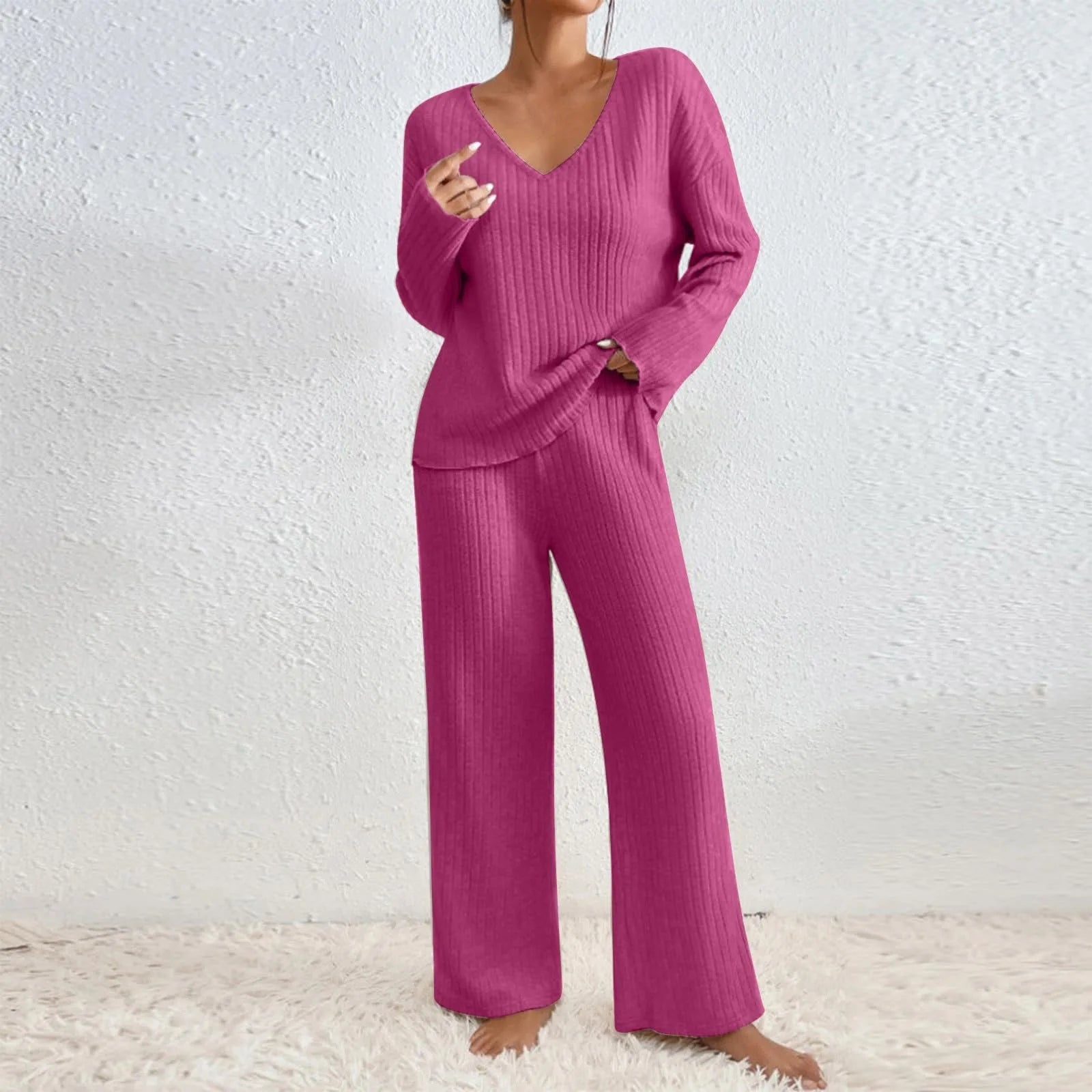 Daphne | Stylish Ribbed Design Two-Piece Set for Women