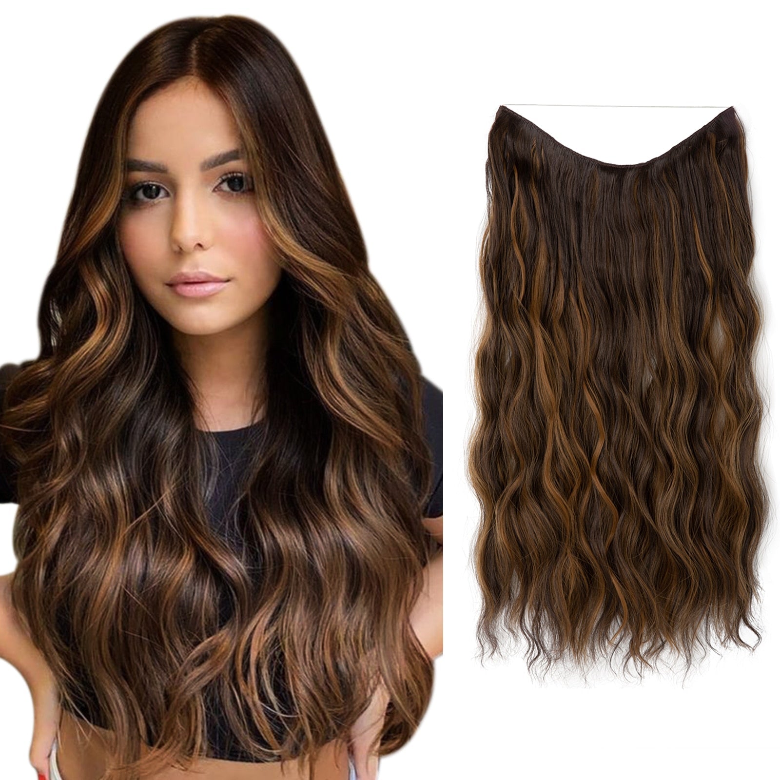 Invisible Halo Hair Extensions | Natural Look | Heat-Resistant Synthetic Fiber | Easy Application