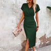 Maggiena | Casual short mini dress with V-neck for women
