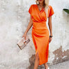 Maggiena | Casual short mini dress with V-neck for women