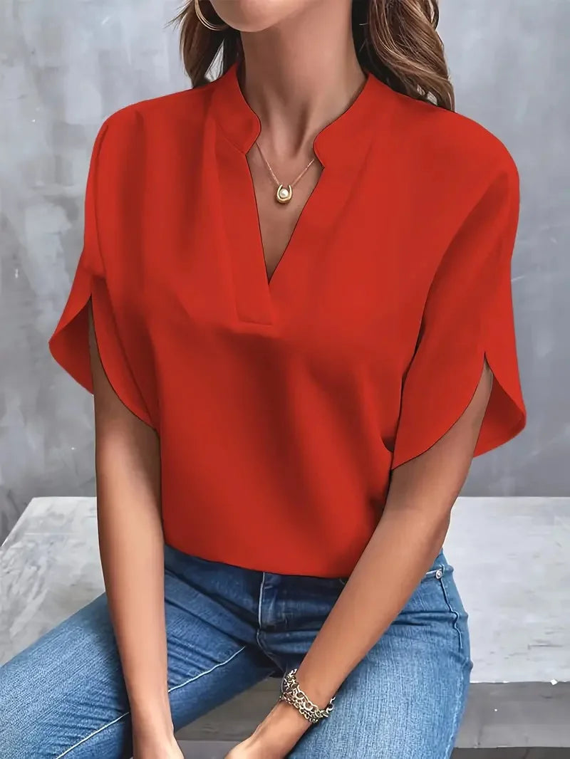 Isalie – Elegant V-Neck Blouse with flowing fabric