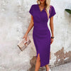 Maggiena | Casual short mini dress with V-neck for women