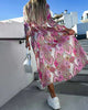 Printed dress with slit and V-neck