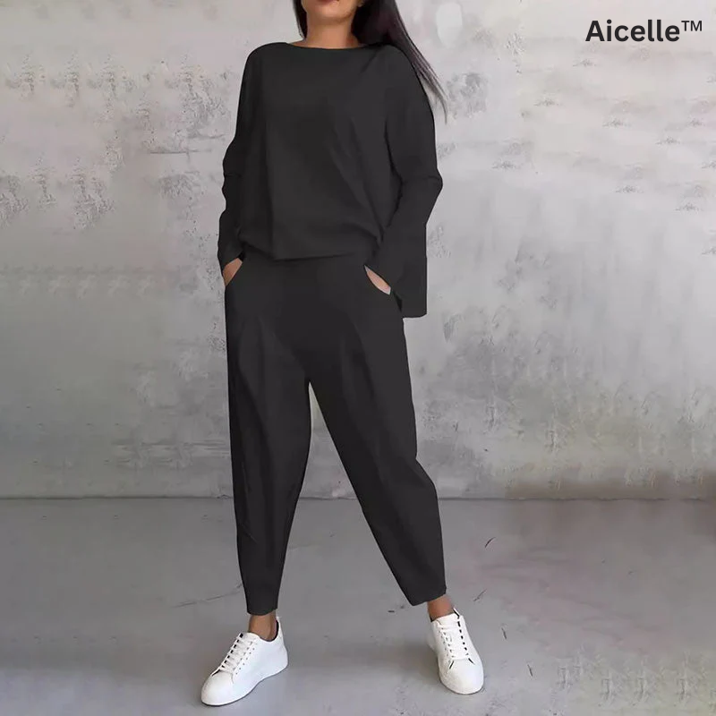 Aicelle™ Long Sleeve Round Neck & Pants 2-Piece Set