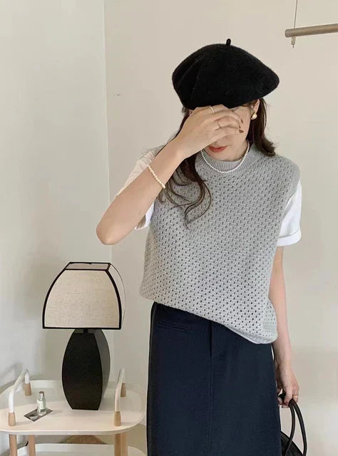 Women’s Sleeveless Knit Sweater | Lightweight | Modern Layering Essential