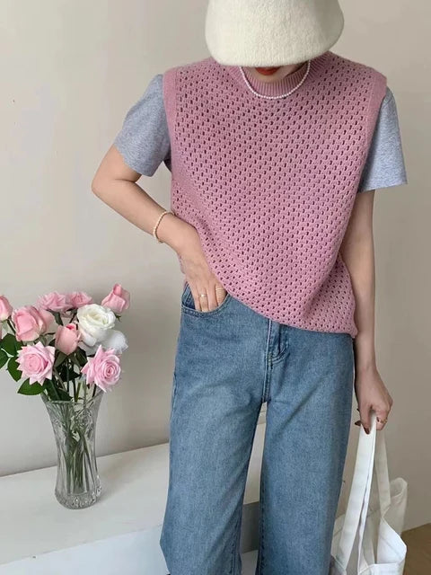 Women’s Sleeveless Knit Sweater | Lightweight | Modern Layering Essential