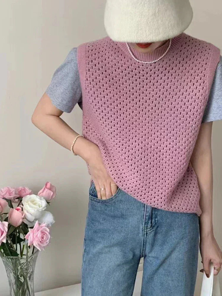 Women’s Sleeveless Knit Sweater | Lightweight | Modern Layering Essential