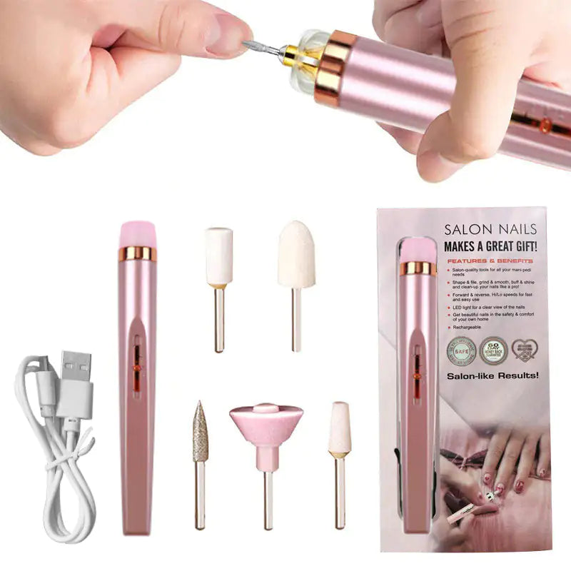 Electric Nail Drill & Manicure Kit | Rechargeable with LED Light | Nail Art Tools Set