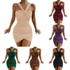 sexy halter irregular bodycon dress