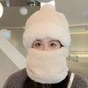 Women’s Winter Beanie Hat with Scarf | Fuzzy Faux Fur | Windproof & Warm