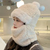 Women’s Winter Beanie Hat with Scarf | Fuzzy Faux Fur | Windproof & Warm