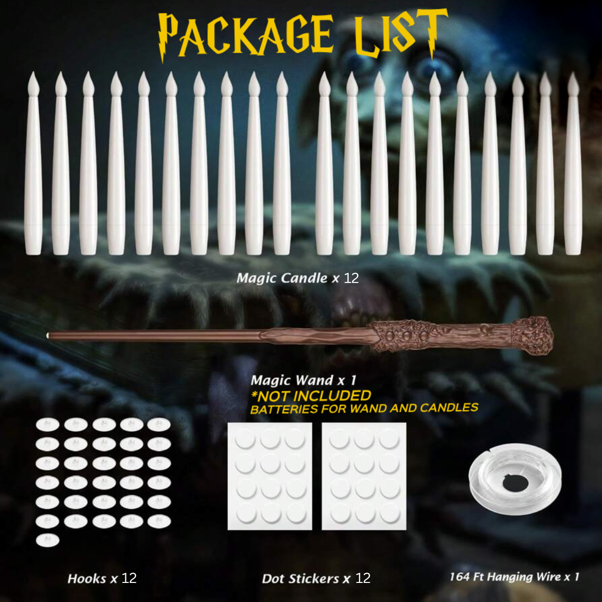 Floating LED Candles with Remote Wand | Flameless Hanging Lights | 12-Pack with Hooks & Batteries