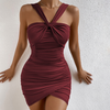 sexy halter irregular bodycon dress