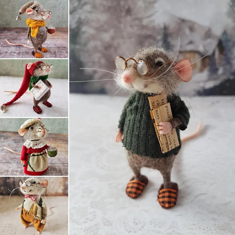Handmade Felted Mouse Decoration | Eco-Friendly Wool | Holiday Ornament & Gift