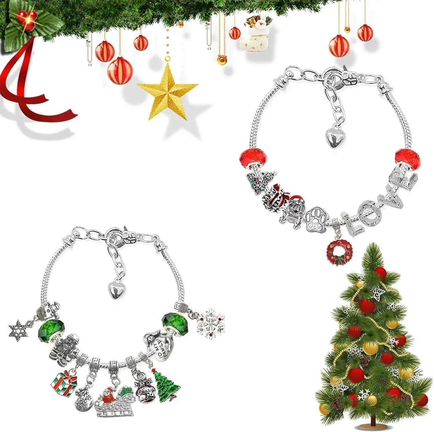 Christmas Charm Bracelet Advent Calendar | 24-Day Countdown Jewelry Set | DIY Beads & Festive Charms