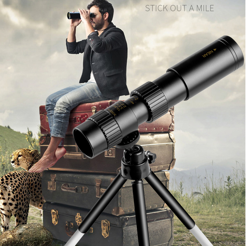 High-Power Monocular Telescope | 10–300X Zoom | Night Vision | Waterproof | Smartphone Adapter Compatible