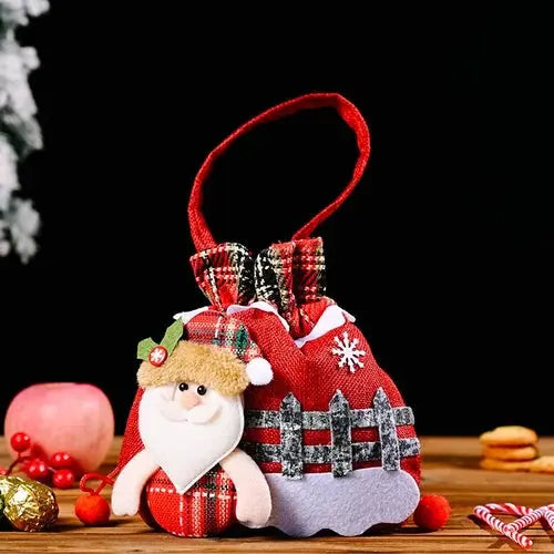 Christmas Gift Bags | Reusable Fabric with Drawstring | Santa, Snowman & Reindeer Patterns | 2 Sizes