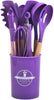Silicone Cooking Utensil Set | Nonstick Safe | Wooden Handle | Heat Resistant