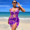 Avencea | Sexy One-Piece Push-Up Swimsuit with Chain Pattern and Beach Skirt