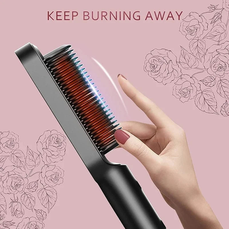 Hair Straightening Comb | Negative Ion Technology | Anti-Frizz | 45W Dual Voltage