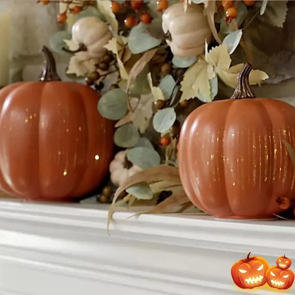 Autumn Pumpkin LED Light | Star Design | 6-Hour Timer | Warm Cozy Glow