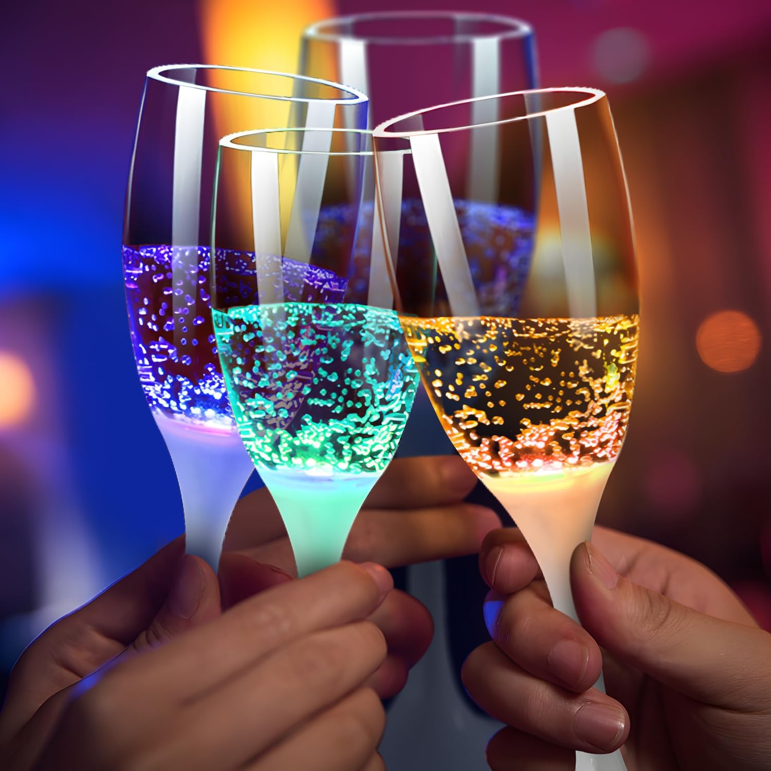 LED Wine Glasses | Light-Up Drinkware with 6 Colors | Liquid-Activated | Reusable Party Cups 4–8oz