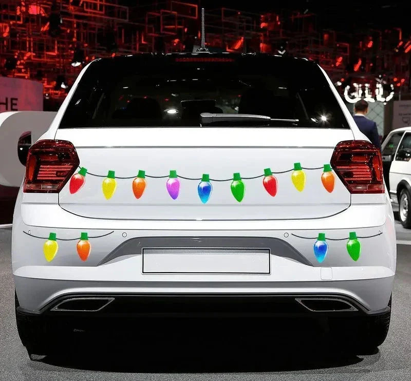 Christmas Car Magnet Decorations | Reflective Holiday Light Bulb Set | Weatherproof & Reusable