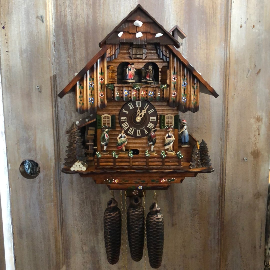 Wooden Cuckoo Clock | Handcrafted Black Forest Chalet | Musical Pendulum Design